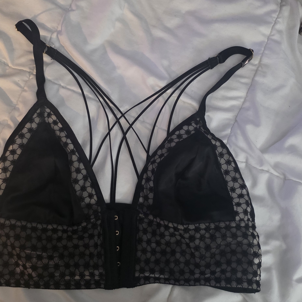 NWT Size L VS Pink Starburst Bra and Thong  Panty